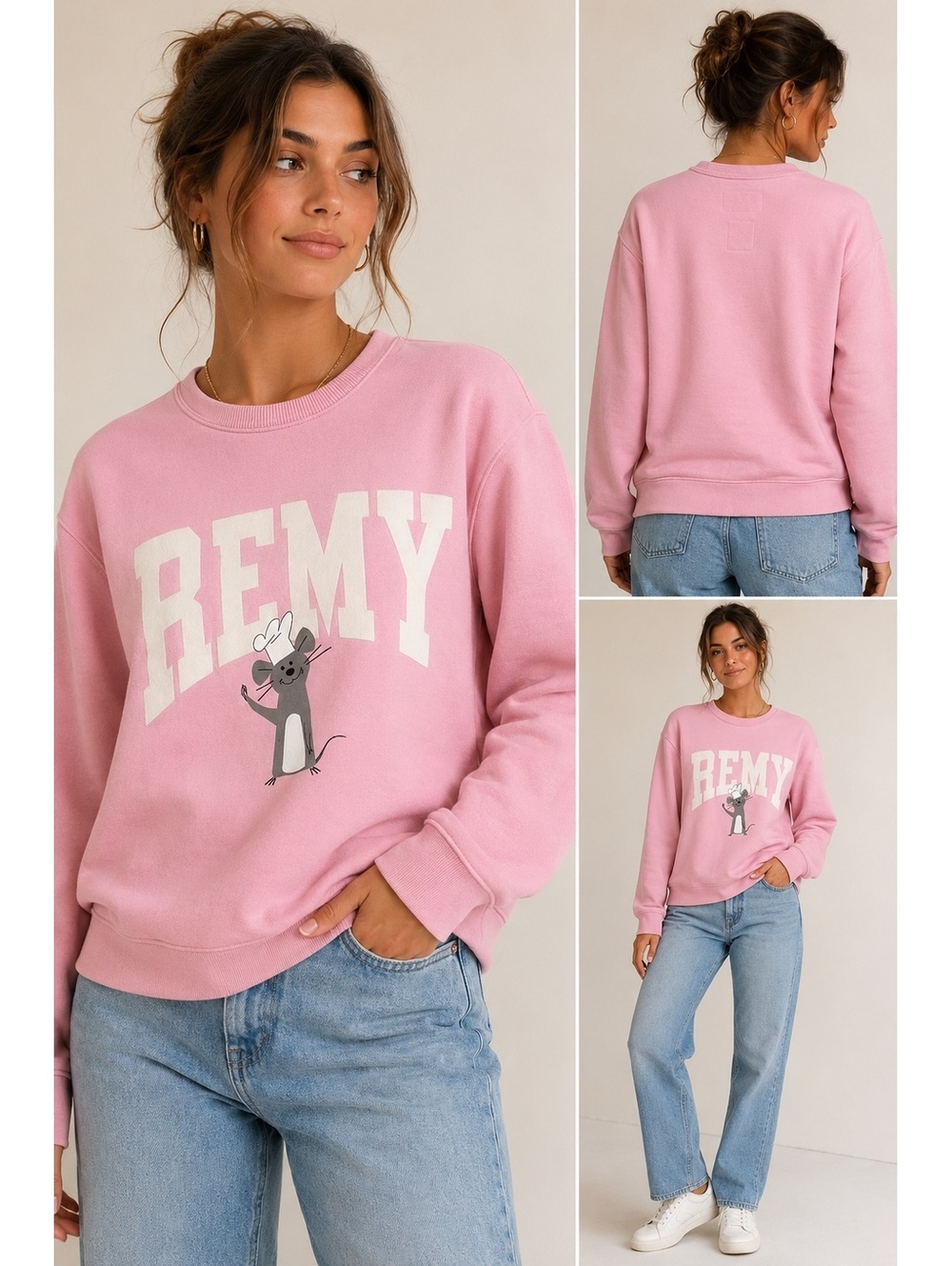 CHOCOOLATE x Disney Pixar Ratatouille Remy Pink Crewneck Sweatshirt Women M